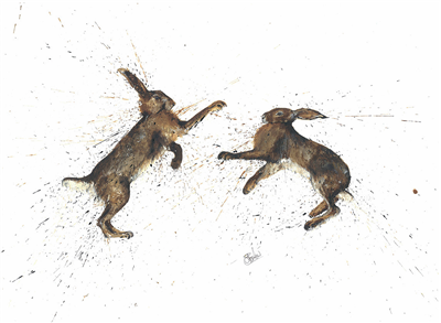 Clare Brownlow Greetings Card - Fighting Hares